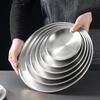 6Pcs Stainless Steel Metal Round Dining Disc Bone Spitting Dish High Quality Shallow Tray Silver BBQ Disc Kitchen Plate