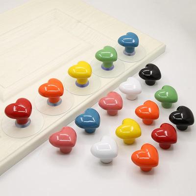 Heart-Shaped Cartoon Kids' Ceramic Cabinet Handles - Punch-Free