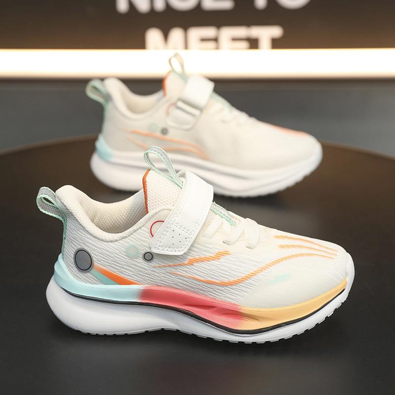 2025 Spring New Double Net Running Shoes Boys and Girls Children's Shoes Shock Absorption Rebound Breathable Physical Education Class Wear-resistan