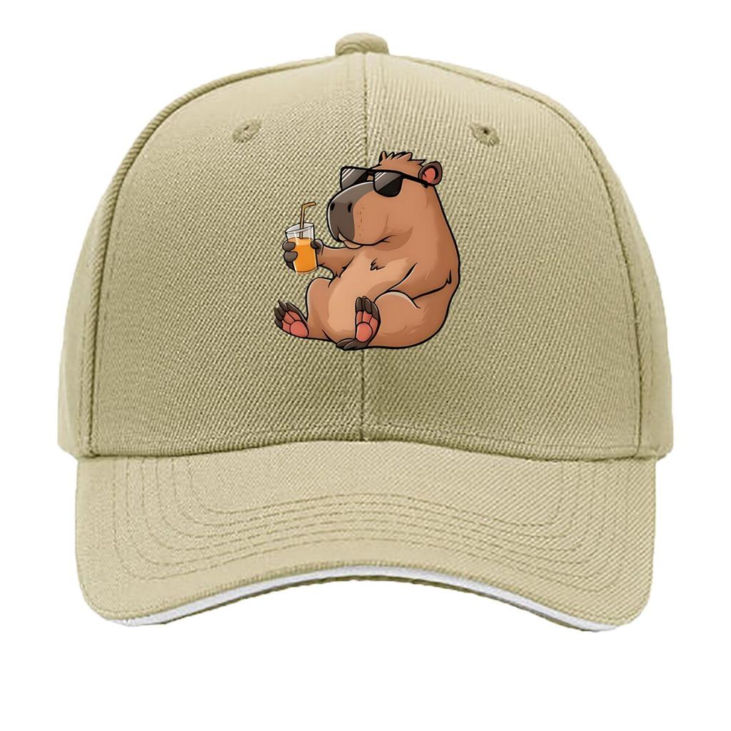 Vinyl Cartoon Capybara Sunglasses Juice Home Decor Hip Hop Hat Fashion Outdoor Sports Sandwich Baseball Cap