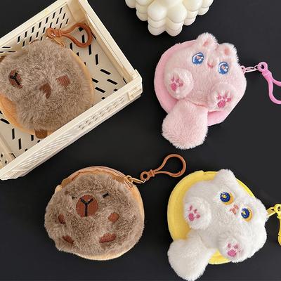 Lovely  Toy Dolls Coin Purse Fluffy Soft Stuffed Backpack Pendant Portable Headphone Bag Cartoon Mini Storage Bag