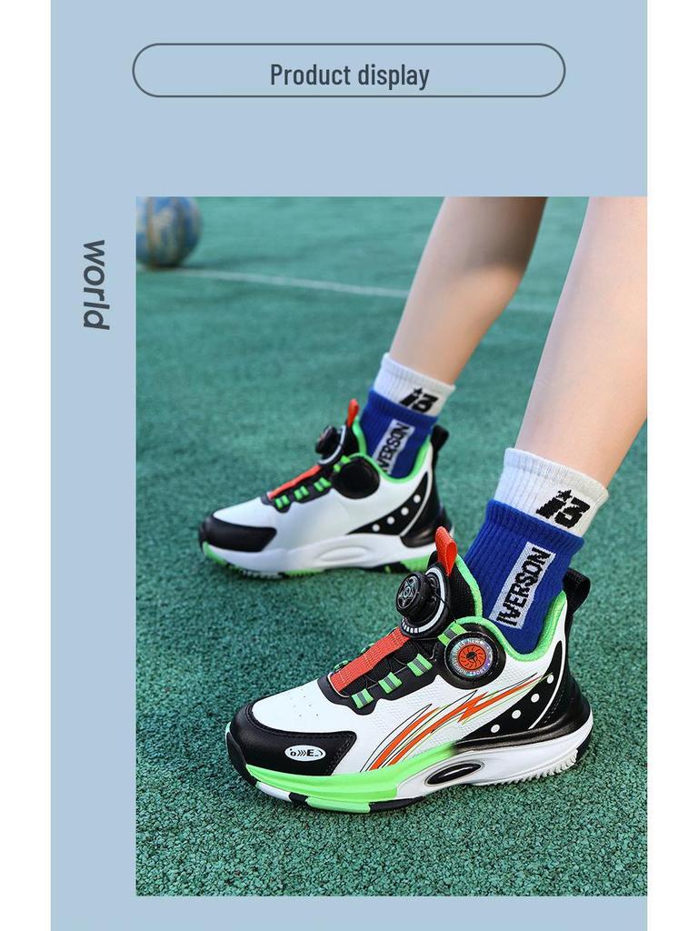 2024 Herbst Wasserdichte Leder Kinder Basketballschuhe mit Drehverschluss