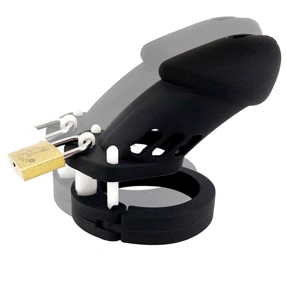 Male Silicone Cb Lock Chastity Lock Penis Cage Adult Sex Toys Cock Cage Slave Cuckold Torture Scrotum