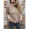 2025 Autumn Winter Women's Stand Collar Sweater, Button Detail Knit Top with Relaxed Fit, Casual Comfort Wear for Daily Outfits
