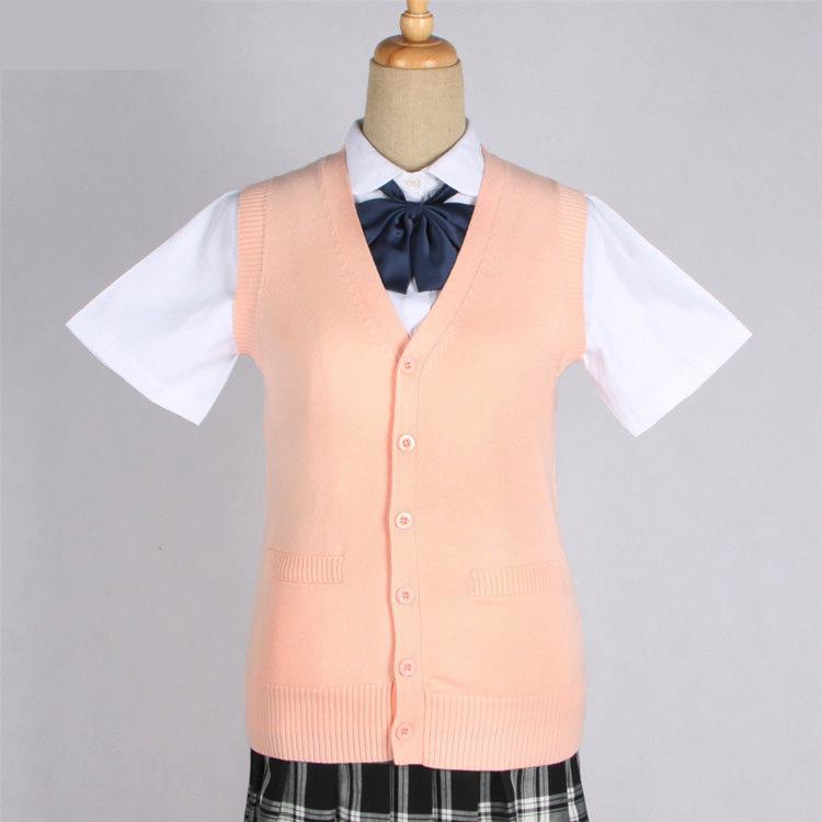 Japanese Girl College Students Sweater Waistcoat V-neck JK Uniform Knitted Cardigan Vest Campus Spring And Autumn Daily Clothes