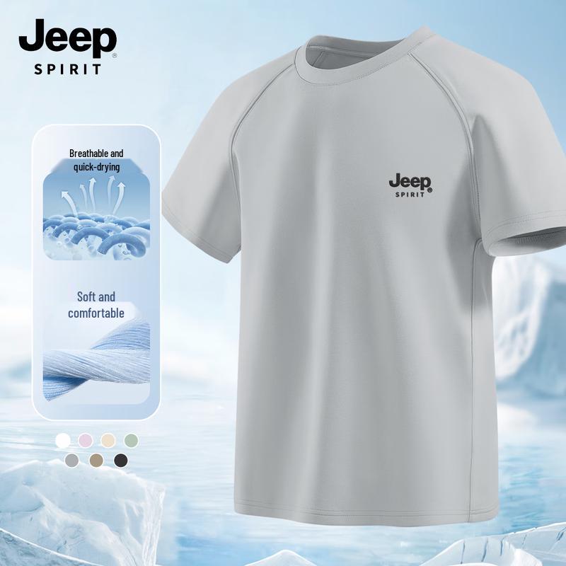 JEEP SPIRIT Men's 2025 Quick-Dry Ice Silk Short Sleeve T-Shirt