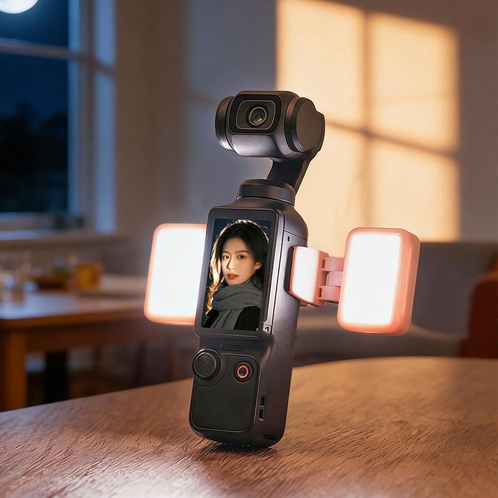 Portable Selfie Light Rechargeable Mini LED Video Fill Light 3 Color Modes 5 Levels Brightness Compatible for DJI OSMO Pocket 3