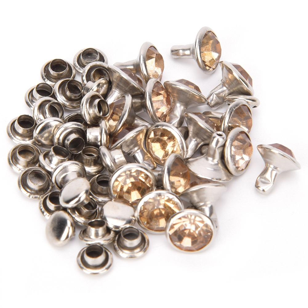 50 Sets Rhinestone Rivets Crystal Diamond Studs Leather Craft Bag Clothes Decoration