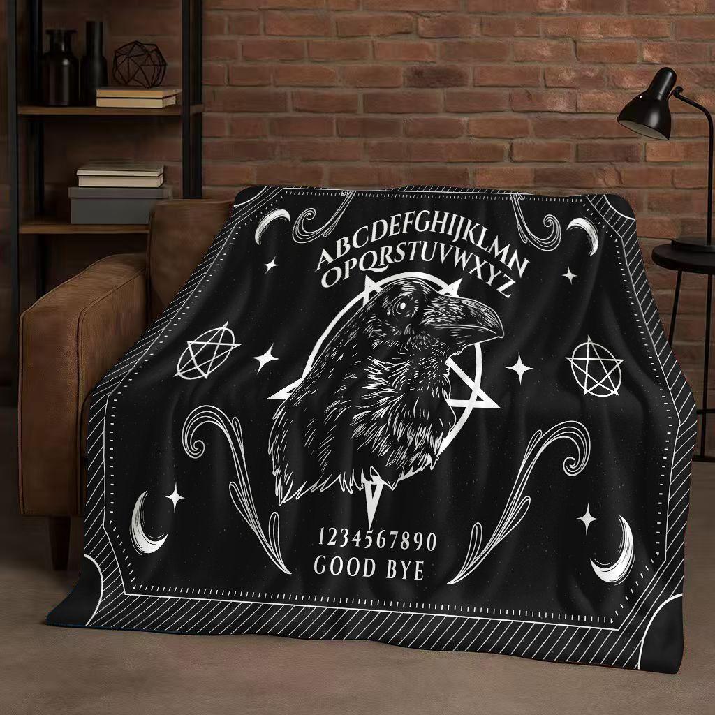 3D Retro Witch Spirit Ouija Board Flannel Blanket,Ultra Soft Warm Plush Throw for Home Bedroom Bed Sofa Cover Kids Gift Picnic