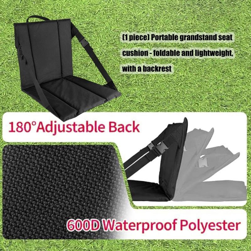 Stadium Seat Pad with Backrest Foldable Designs Waterproofs PU Leather Comfort for Outdoor Office Use
