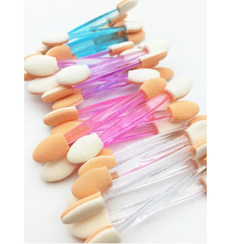100pcs New Disposable Eyeshadow Brush Set, Dual Sided Sponge Nylon Brushes for Eye Makeup Application