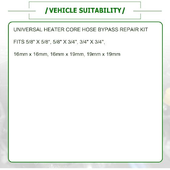 626-001 Motorheizungskern-Bypass-Kit & 5/8" 3/4" Schlauch Kompatibel mit den gängigsten Heizungsschläuchen