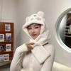 Cute bear star child scarf integrated autumn and winter warm and cold cycling plush hat woman