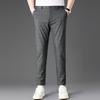 2026 Men's Slim Fit Cotton Linen Plaid Cropped Pants - Spring/Summer Korean Style Casual Wear