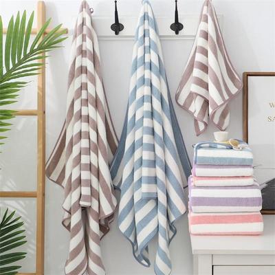 70*140cm Adult Face Bath Towel Stripe Beach Towel Male Women's Absorbent Towels Travel Sport Spa Bathroom Swim Supplies