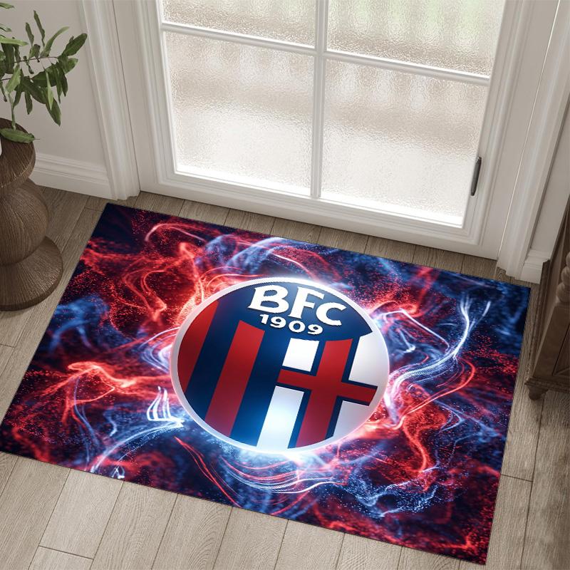 Bologna FC Design Crystal Velvet Carpet Cozy Non?Slip Printed Rug For Bedroom Living Room Entrance