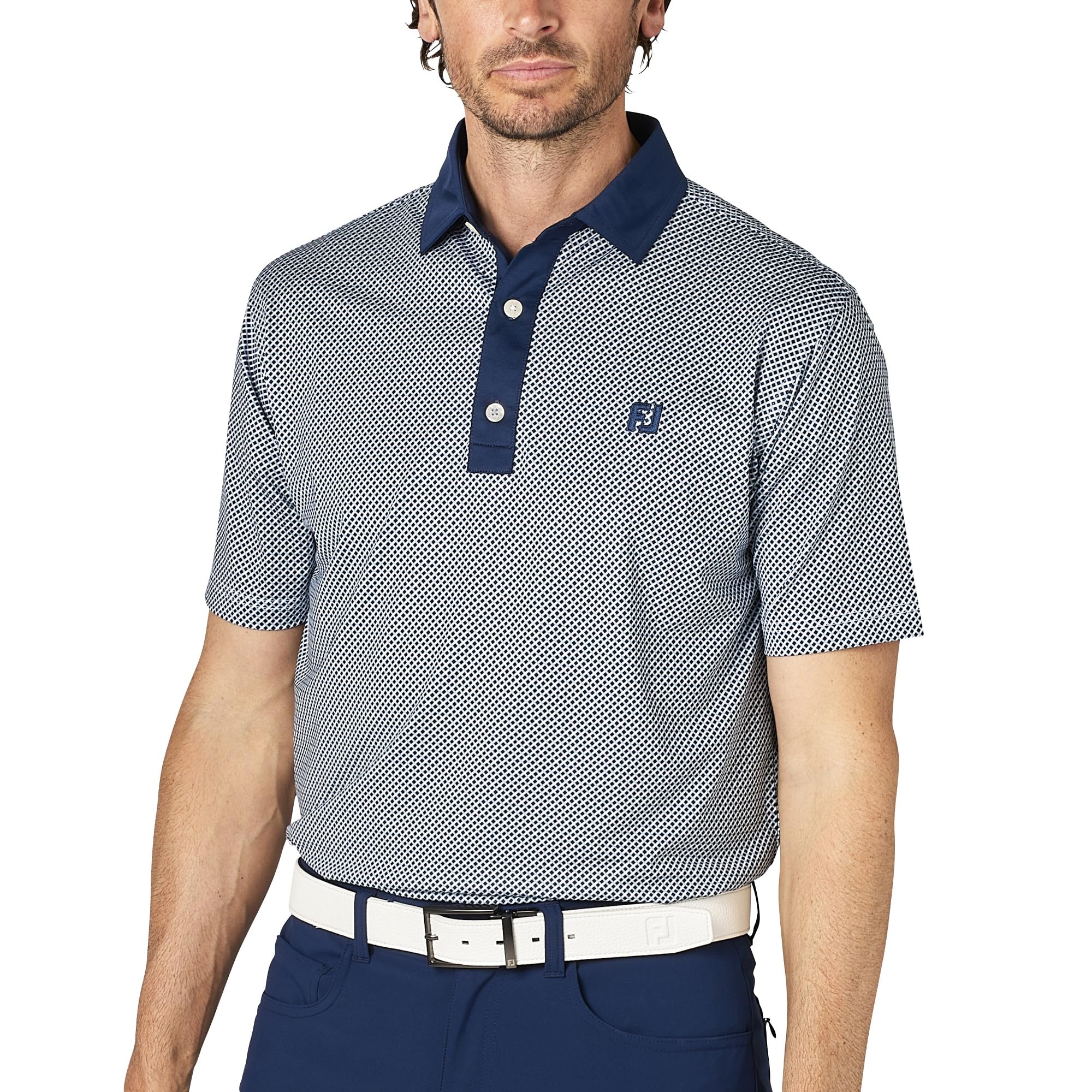 

FootJoy Men s Diagonal Short Sleeve Cleric Golf Shirt, Navy, Size 2XL (FJ-S25-S18, 34542-XXL)