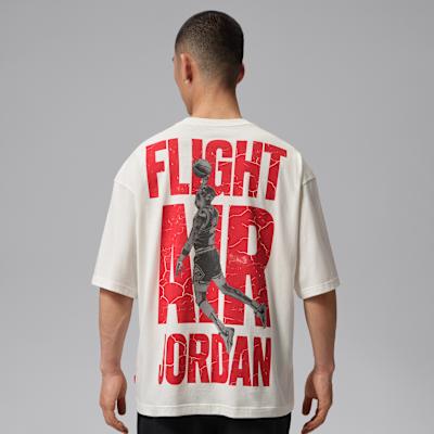 Jordan Flight T Shirts Men s Sail White Crew Neck Moderate M