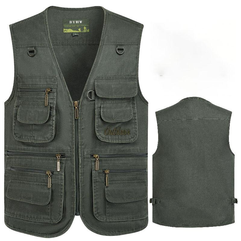 Male Casual Summer Big Size Cotton Sleeveless Vest with Many 16 Pockets Men Multi Pocket Photograph Waistcoat