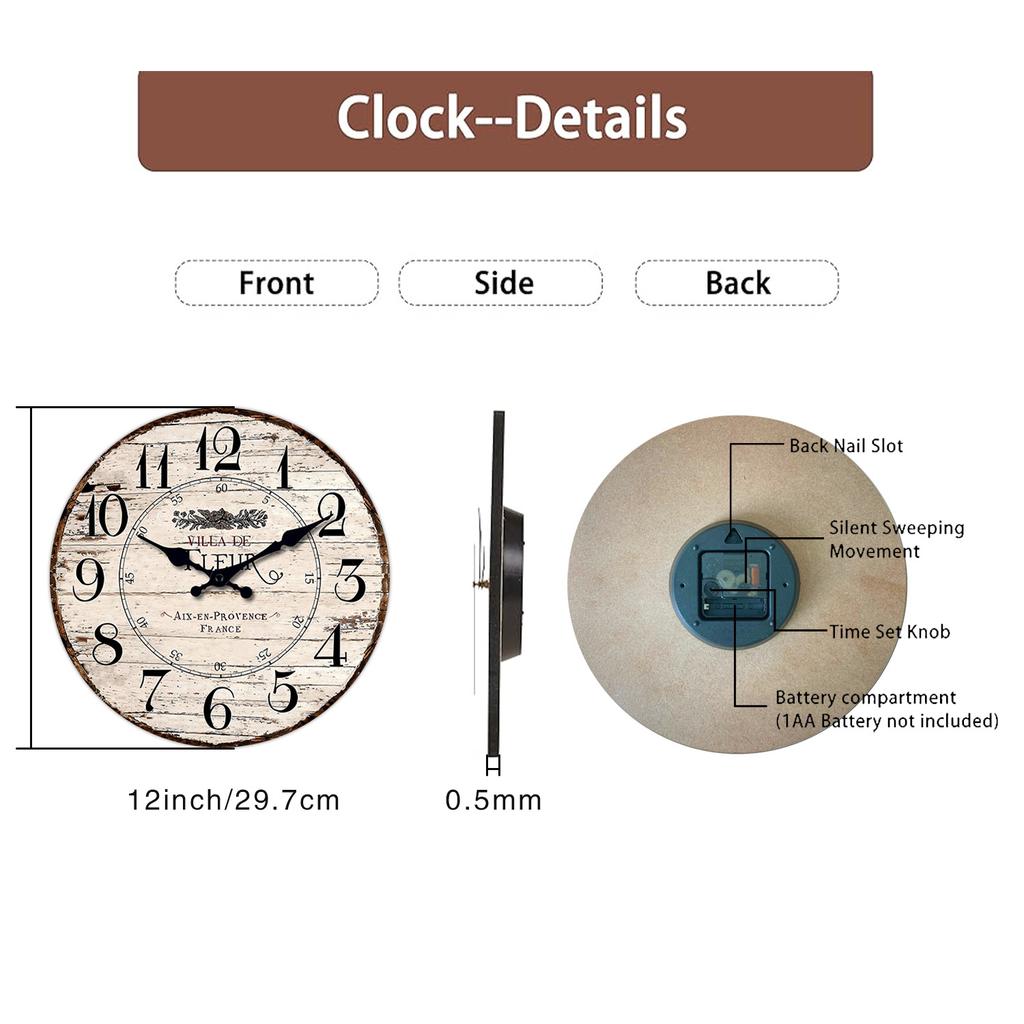 High-Quality 1Pc High-Quality Wooden High-Quality Wall High-Quality Clock, High-Quality French High-Quality Vintage High-Quality White High-Quality