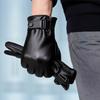 Men'S Leather Gloves Winter Warm Fleece Touch Screen Non-Slip Driving Riding Outdoor Leather Gloves Men'S
