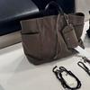 2025 Winter Oversized Canvas Tote Bag With Contrast Color Design Streetwear Chic Shoulder Handbag Daily Wear