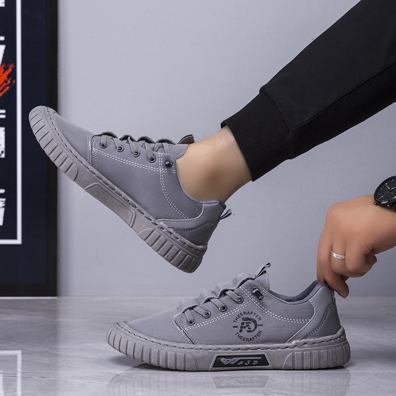 New Autumn Men's Shoes One-foot Laziness Shoes Canvas Casual Shoes Breathable Men's Lace-up Trendy Shoes