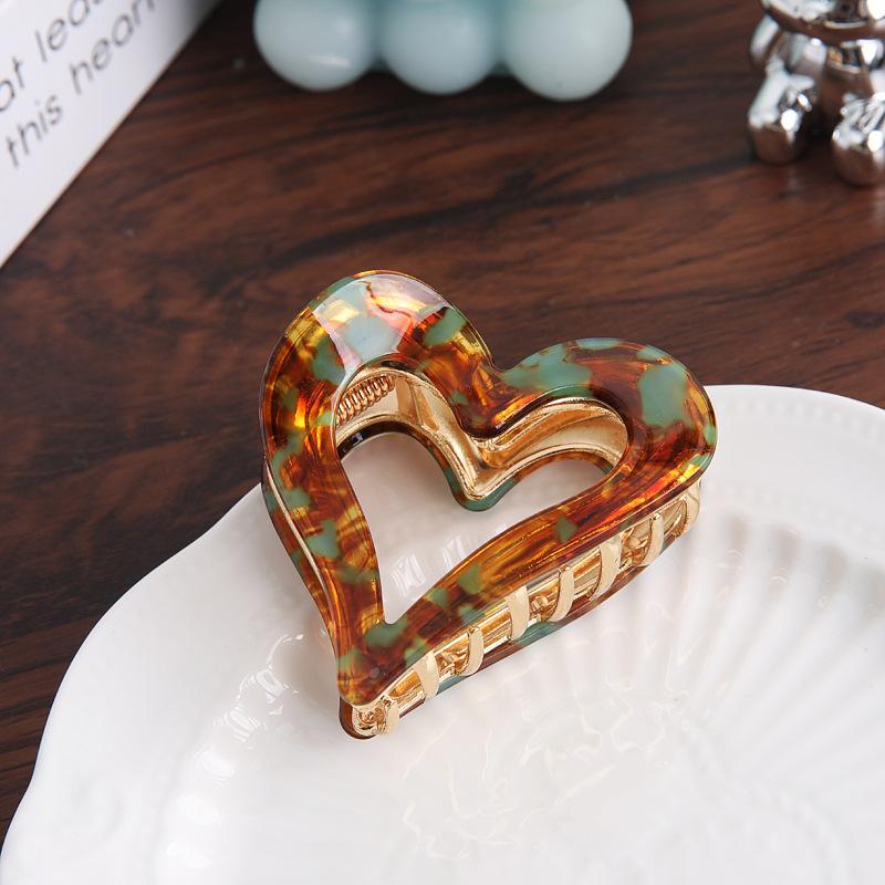 Elegant Acetic Acid Heart Hair Clip, Back Hair Updo Claw Clip, Simple High Ponytail Claw Clip, High-End Hair Accessory For Women