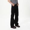 | Black Washed Retro Bootcut Straight Slim Solid Color Denim Trousers