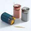 Color-blocking Toothpick Box Automatic Pop-up Toothpick Can Portable Press-type Toothpick Holder for Home Living Room