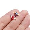 10pcs/lot Stainless Steel Crystal Round Double Ring Pendants for DIY Bracelet Necklace Beads Jewelry Making Accessories
