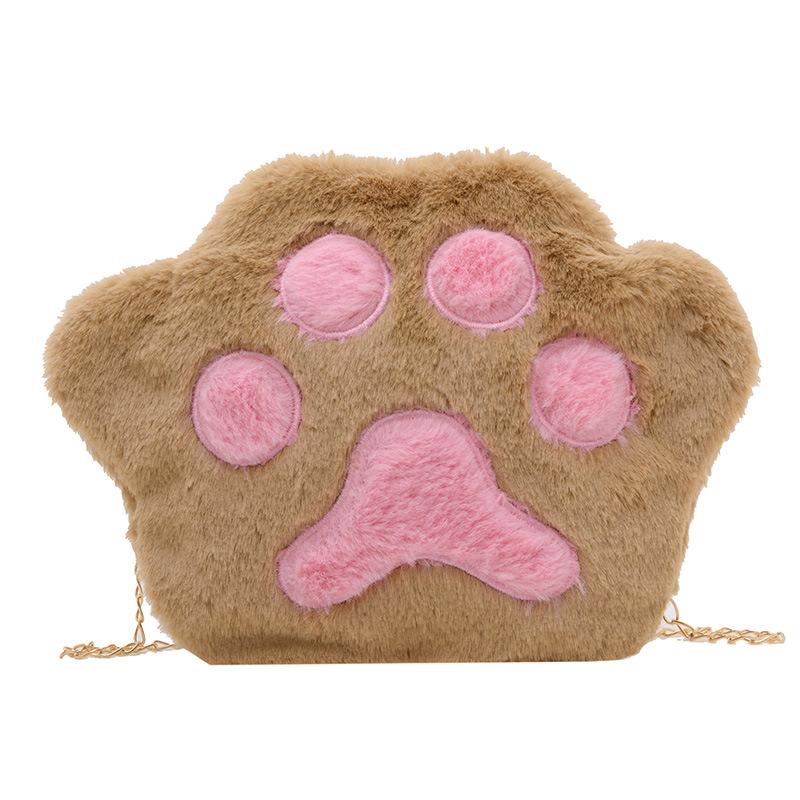 

Модная женская сумка в виде кошачьей лапки 2025 новая сумка-малышка на цепочке с милым мультяшным принтом и лапкой медвежонка Мао Мао, женская сумка-мессенджер one size fits all коричневый