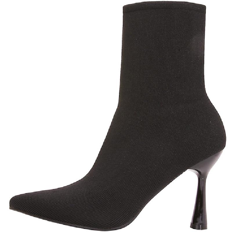 

Мода Мода Вязание Острый Носок Женские Сапоги Черный Тонкий Каблук Дышащие Современные Сапоги Зимы Простые Нескользящие Теплые Эластичные Женские Сапоги 40 чёрный