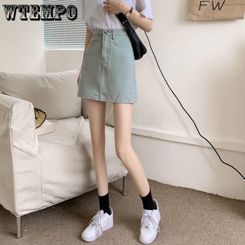 Summer Korean Version Ins Retro High Waist Skinny Denim Half Skirt Female Students Versatile Casual Package Hip A Line Short Skirt