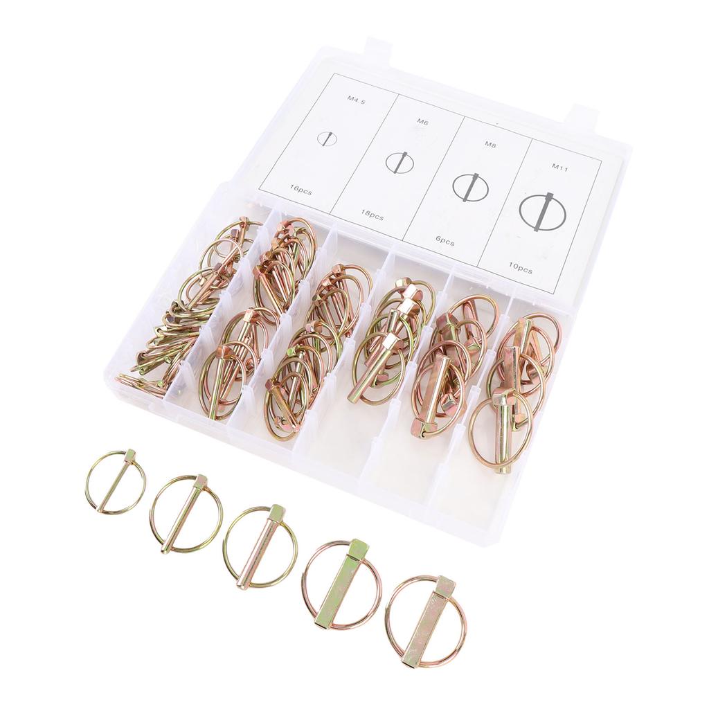 50PCS Trucks Pin Assortment Kit High Strength Steel M4.5 M6 M8 M11 Multi Size Heavy Duty Tractor Pins for Trailers