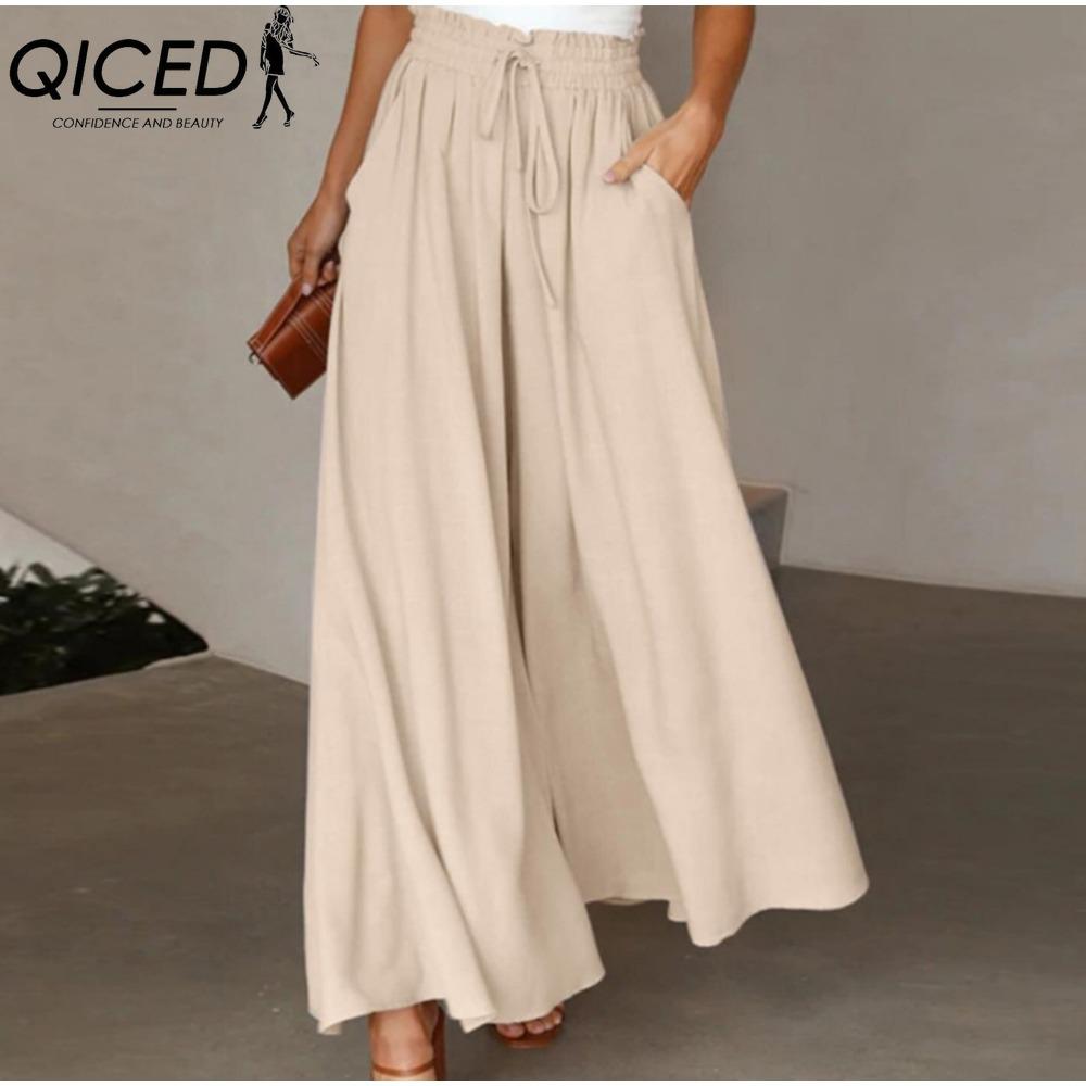 

QICED Women s Fashion Casual Solid Color Print Pants & Capris XXL бежевый