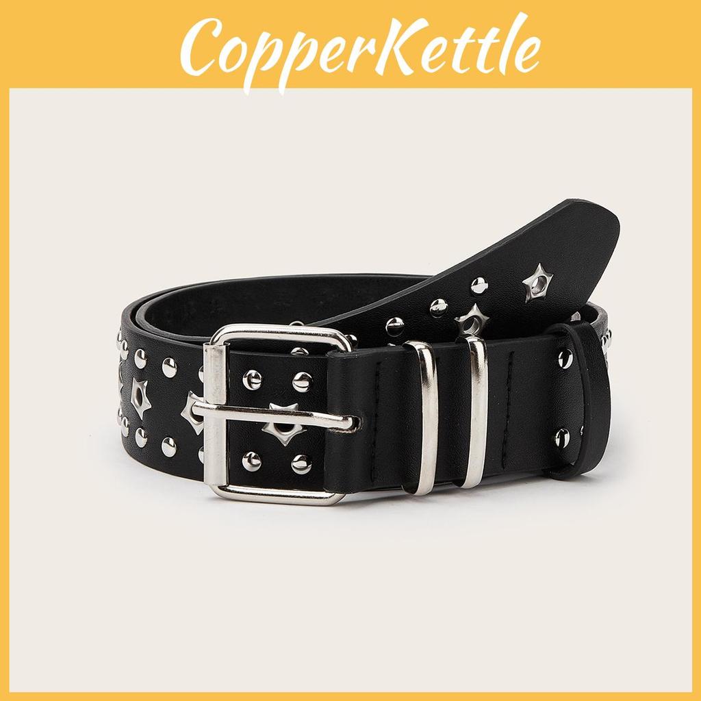 Fashionable Solid Color Star And Rivet Decor Women Casual Belt For Commuter Style And Fashion Accessories