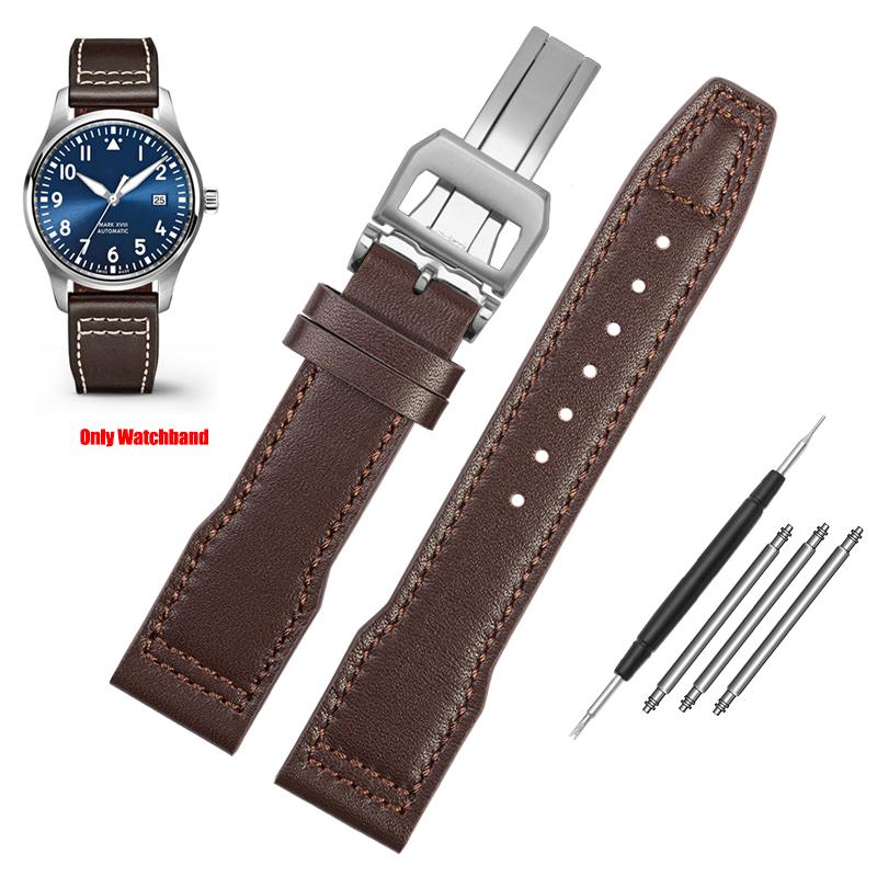 For IWC Pilots Little Prince Watch IW327004/IIW377714 Mark16/17/18 Portuguese Leather Strap 20 21mm Men Watch Band Belt Bracelet