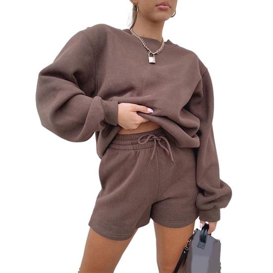 Dámské dvoudílné oblečení Oversized Ležérní Domácí Sladěná Sada Podzimní Dlouhý Rukáv Mikina Šortky Teplákové Soupravy