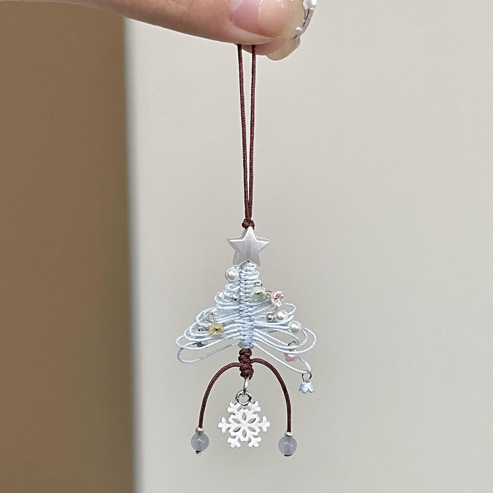 Transparent Snowflake Christmas Tree Cute Leaves Wind Chime Pendant Mobile Phone Lanyard Kawaii Bag Decor Gifts