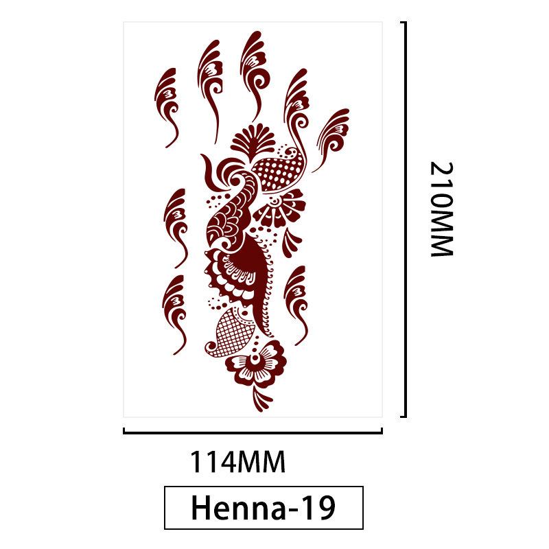 Lace Brown Waterproof Henna Flower Tattoo Stickers for Hands