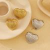 Stainless Steel Heart Shape Round Chunky Unusual Earrings Jewelry Waterproof Metal Texture Attractive Women Accessories Gift