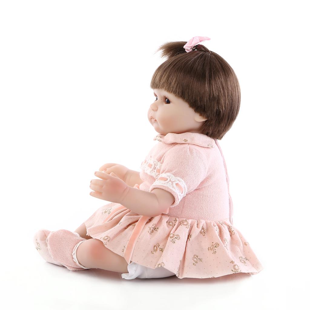 Pinky Soft Vinyl Silicone Reborn Baby Girl Cute Doll 43CM Lifelike Baby Dolls