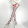 JK White High Tube Socks Love Heart Printing Stockings Fashion Sexy Lolita Elastic Sock Girls Red Butterfly Knot Long Stocking