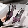 Ladies Sandals Pointed Bow Fashion Sexy Summer 2025 New Stiletto Sandals Plus Size High Heels Slippers Designer Dress Sandals
