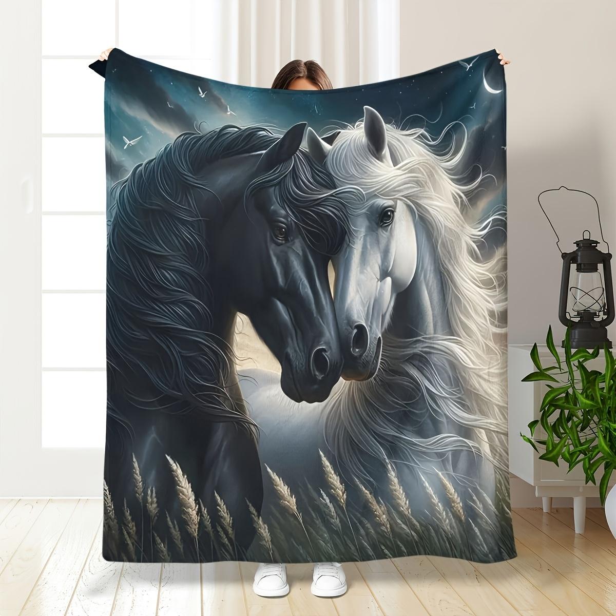 

A Soft, Cozy, And Adorable Blanket Featuring a Horse Pattern, This Portable And Lightweight Flannel Blanket Is Perfect for Beds, Travel, Cam 100cm*150cm