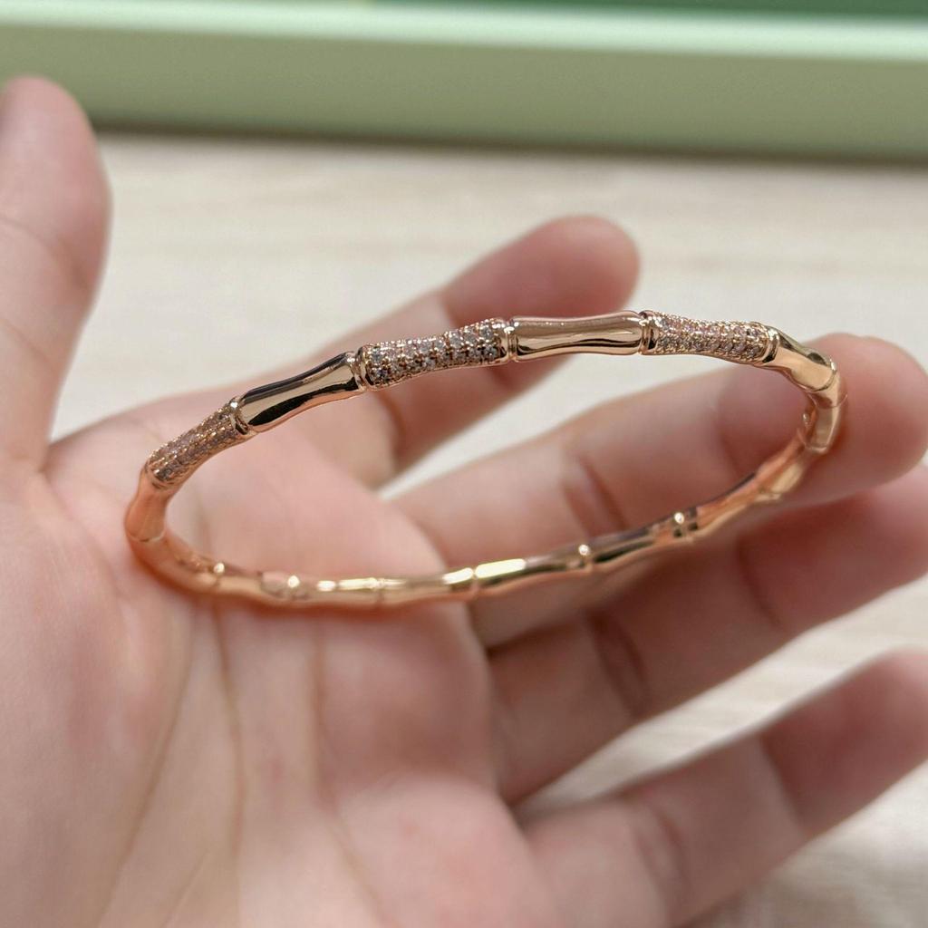 Chinese Minimalist Rhinestone Bamboo Joint Bracelet for Women: Elegant & Versatile
