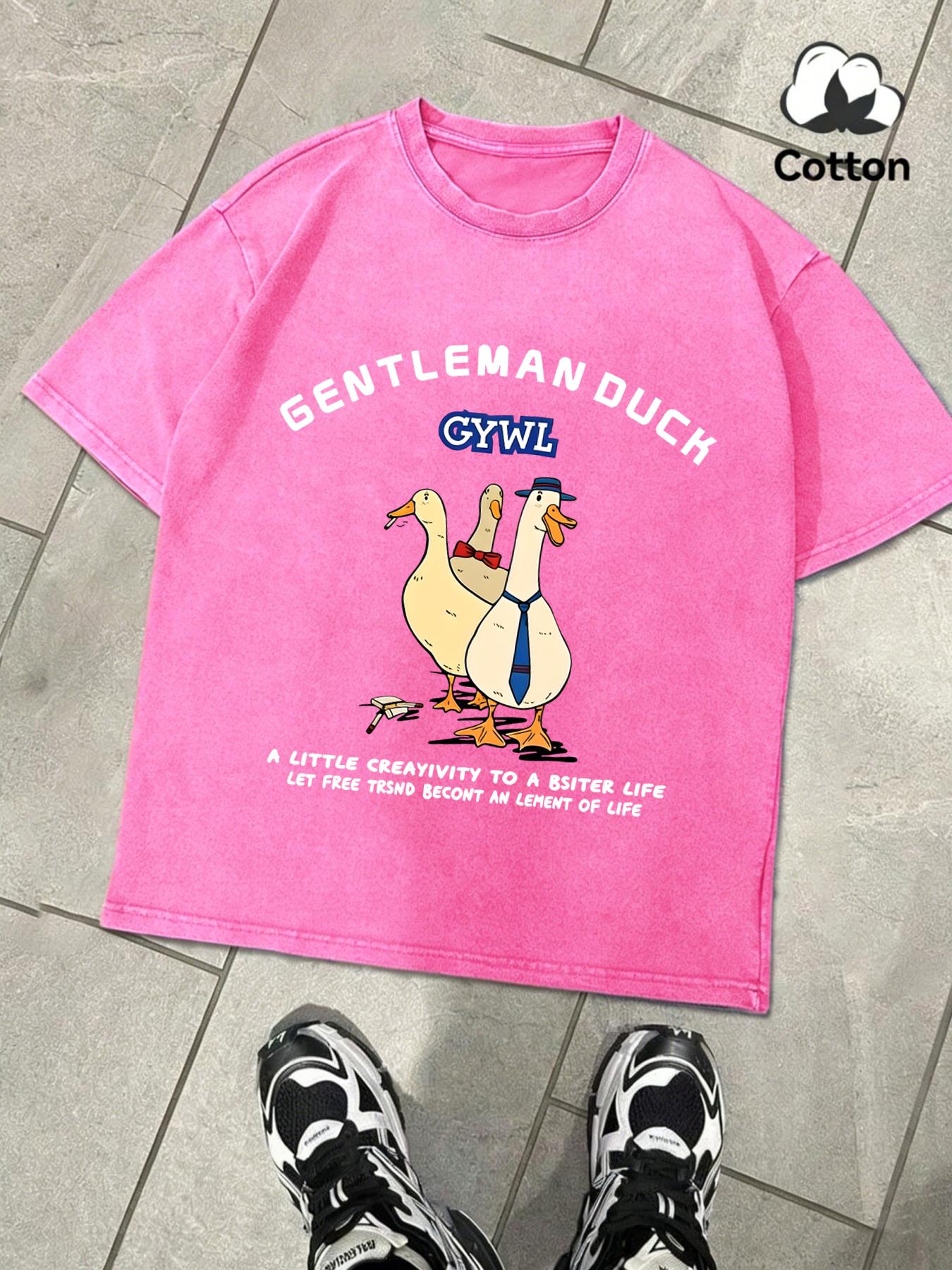 

Gentleman Duck Like Free Printing Retro Mens TShirt Fashion ONeck Tee Snow Wash Clothing Soft Cotton Loose Short Sleeve S