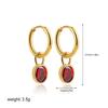 SSeesy Trendy High Quality PVD 18K Gold Plated Tarnish Free Oval Zircon Earrings Stainless Steel Party Engagement Gift
