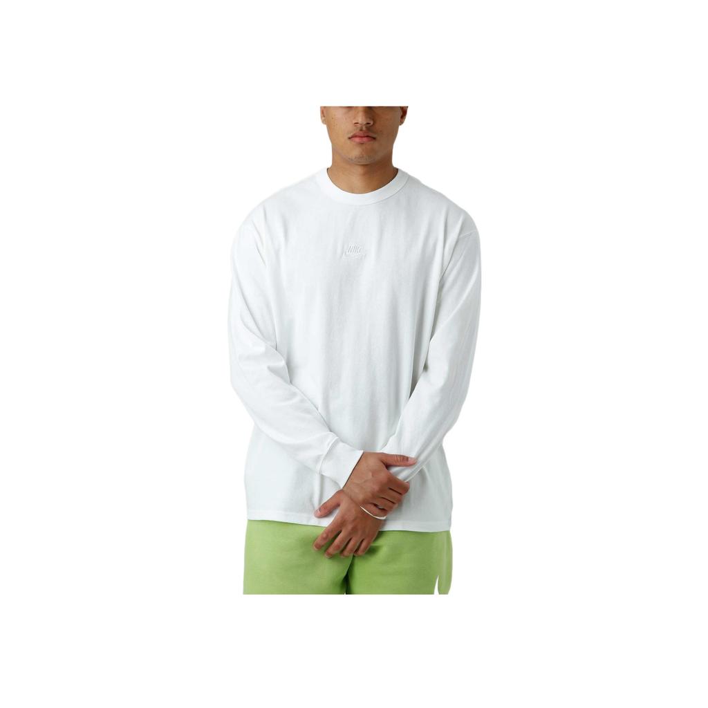 Nike Embroidered Logo Crew Neck Long Sleeve T-Shirt Men White DO7390-100